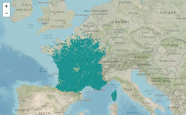 Flambé (Iphiclides podalirius), répartition en France / source : SINP